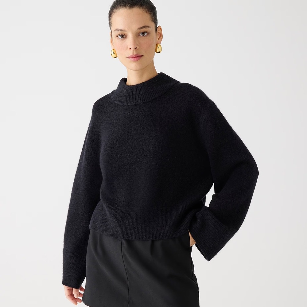 J. Crew Black Knit Chunky crewneck sweater in Supersoft yarn